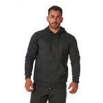 Moletom Masculino Preto com Zíper e Bolso Canguru 