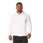 Moletom Masculino Branco com Zíper e Bolso Canguru 