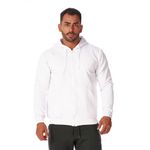 Moletom Masculino Branco com Zíper e Bolso Canguru 