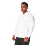 Moletom Masculino Branco com Zíper e Bolso Canguru 