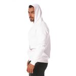 Moletom Masculino Branco com Zíper e Bolso Canguru 