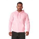 Moletom Masculino Rosa com Zíper e Bolso Canguru 
