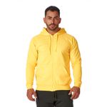 Moletom Masculino Amarelo com Zíper e Bolso Canguru 