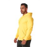 Moletom Masculino Amarelo com Zíper e Bolso Canguru 