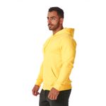 Moletom Masculino Amarelo com Zíper e Bolso Canguru 