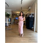 Vestido Midi Linho Rosa