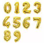 BALAO METALIZADO NUMEROS OURO 40CM