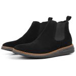 Botina Couro Sintético Camurça Chelsea Preto Comfort