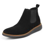Botina Couro Sintético Camurça Chelsea Preto Comfort