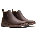 Botina Couro Rústico Café Comfort 