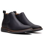 Botina Couro Rústico Preta Comfort