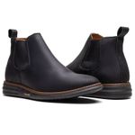 Botina Couro Rústico Preta Comfort