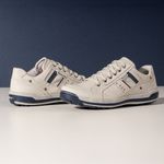 Sapatênis Masculino Couro Gelo/Azul Comfort 