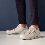 Sapatênis Masculino Couro Gelo/Azul Comfort 