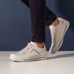 Sapatênis Masculino Couro Gelo/Azul Comfort 