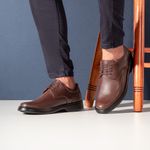 Sapato Comfort Masculino em Couro Café