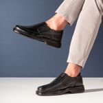 Sapato Comfort Masculino em Couro Preto Floter