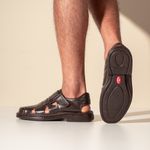 Sandália Comfort Masculino em Couro Café
