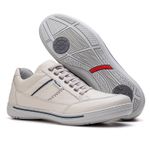 Sapatênis Masculino Couro Gelo/Azul Comfort 