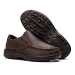 Sapato Comfort Masculino em Couro Rústico Café