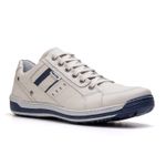 Sapatênis Masculino Couro Gelo/Azul Comfort 