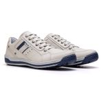 Sapatênis Masculino Couro Gelo/Azul Comfort 