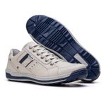 Sapatênis Masculino Couro Gelo/Azul Comfort 