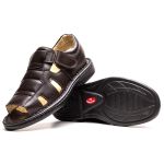 Sandália Comfort Masculino em Couro Café