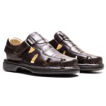 Sandália Comfort Masculino em Couro Café