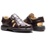 Sandália Comfort Masculino em Couro Café