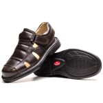 Sandália Comfort Masculino em Couro Café