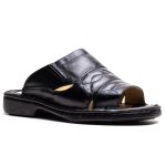 Chinelo Comfort Masculino em Couro Preto