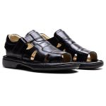 Sandália Comfort Masculino em Couro Preto