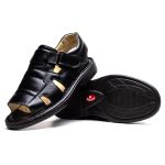 Sandália Comfort Masculino em Couro Preto