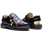 Sandália Comfort Masculino em Couro Preto