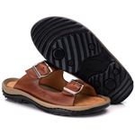 Chinelo Comfort Comfort Masculino em Couro Caramelo