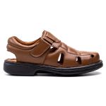 Sandália Comfort Masculino em Couro Caramelo