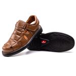 Sandália Comfort Masculino em Couro Caramelo