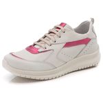 Tênis Feminino Couro Branco/Pink