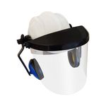 KIT CAPACETE BRANCO COM PROTETOR FACIAL INCOLOR E ABAFADOR ACOPLADO DA PLASTCOR