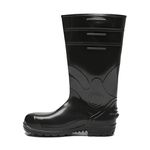 BOTA DE PVC PRETA COM FORRO, CANO LONGO 34 CM COM BICO DE AÇO