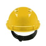 CAPACETE ABA FRONTAL COM CARNEIRA PLÁSTICA SEM JUGULAR AMARELO GENESIS LIBUS