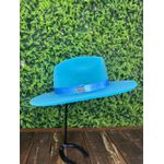 Chapéu Fedora Unissex Azul Claro com Bandinha de Cetim Aba 8 