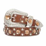 CINTO HELENA COUNTRY CRAVEJADO DE PEDRARIA E STRASS CARAMELO - REF: OY-GH134Z 