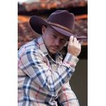 Chapéu Country Montana Café Aba 10 Aveludado Unissex Bandinha Couro 