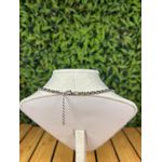 Colar Corrente Feminino Cor Prata Detalhe Esmaltado com Regulagem 