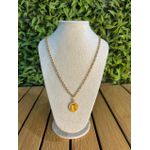 Colar Corrente Feminino Cor Dourado Detalhe Esmaltado com Regulagem 