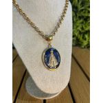 Colar Corrente Feminino Cor Dourado Detalhe Esmaltado com Regulagem 