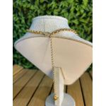 Colar Corrente Feminino Cor Dourado Detalhe Esmaltado com Regulagem 