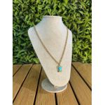 Colar Corrente Feminino Cor Dourado Detalhe Esmaltado com Regulagem